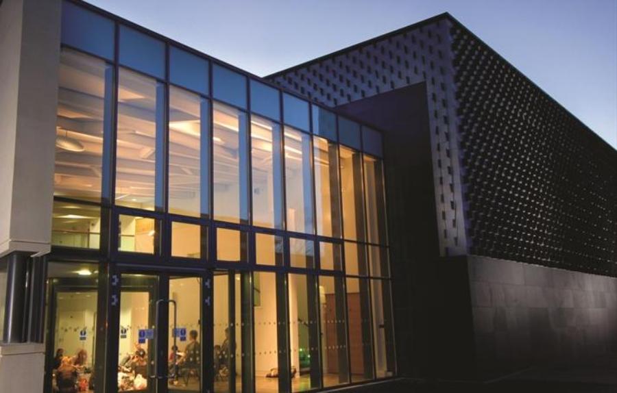 Exterior of the University Theatre at night