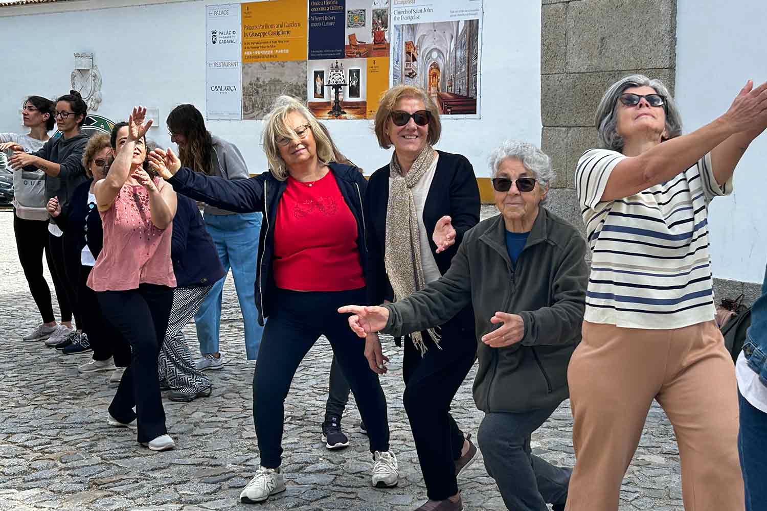 Group of women moving in a row