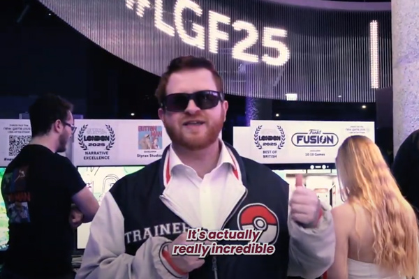 Thumbnail of screenshot of student walking through London Games Fest