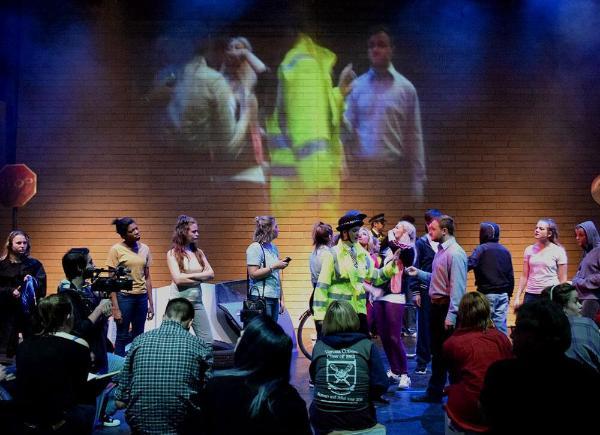 Students on stage