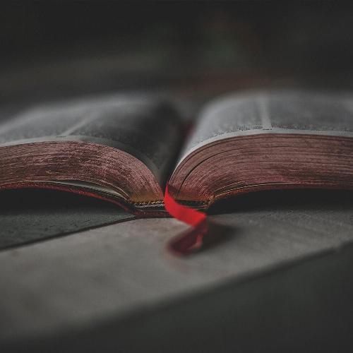 An open book lay on a table.