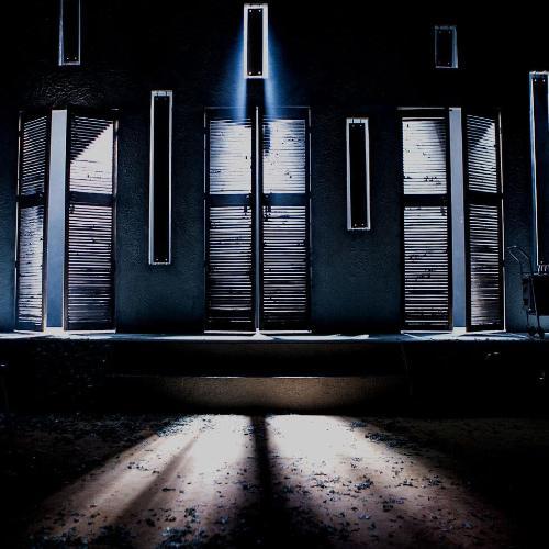 Theatre set with wooden shutters