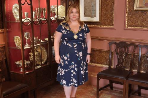Councillor Michelle ODoherty, the Mayor of Bath, poses wearing her Mayoral necklace