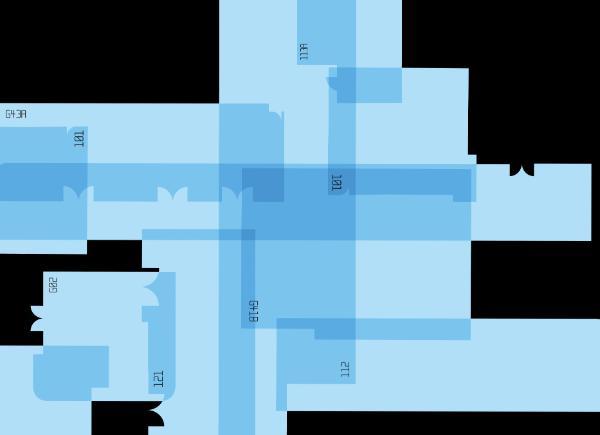 A geometric design with translucent blue shapes overlapping to create a pattern