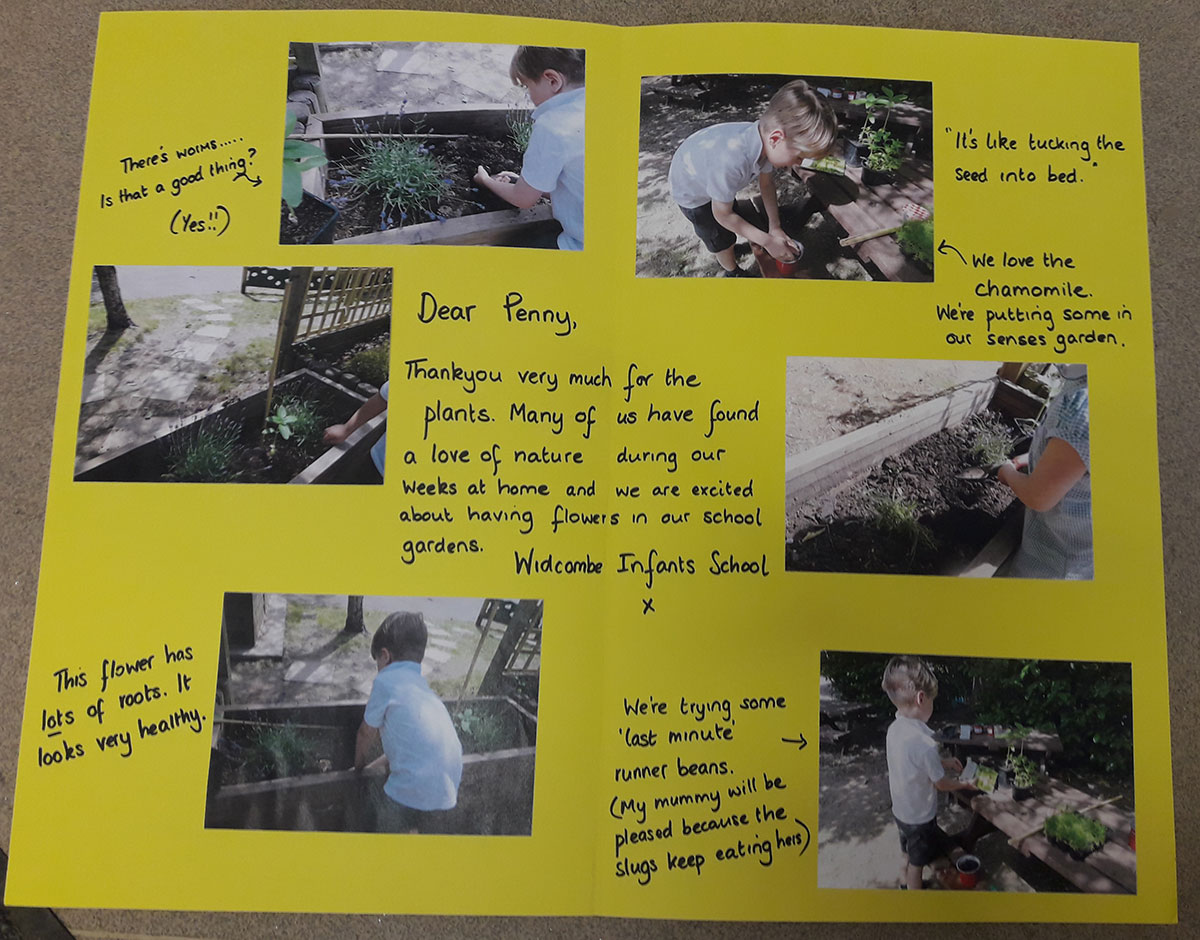 A thank you card from Widcombe Infant School