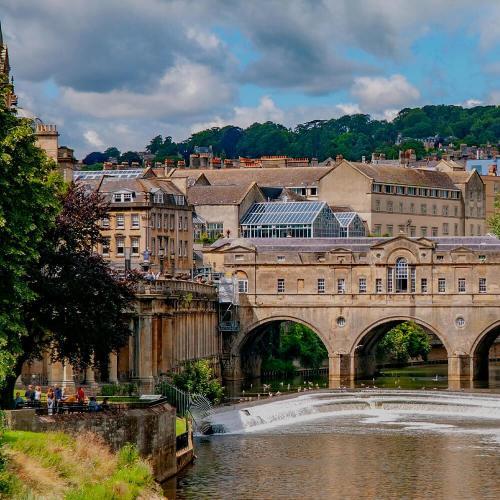 View of the river in bath city centre.