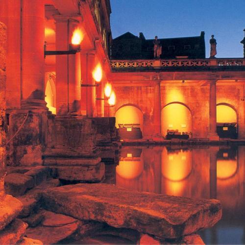 The Roman Baths at night